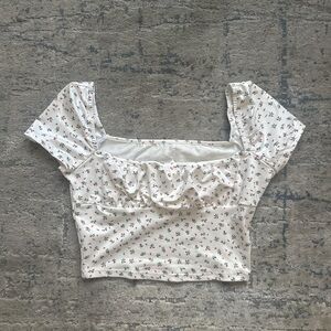 Floral White Crop Top